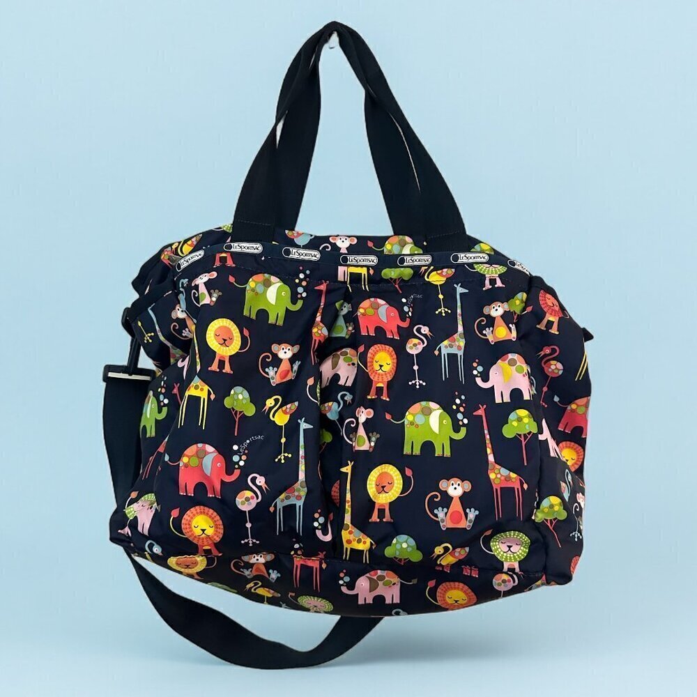 LeSportsac Ryan Zoo Animals Baby Diaper Bag Navy Blue - NEW